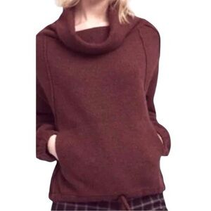 Anthropologie/ Field & Flower -Cowl Neck Brown/Burgundy Sweater